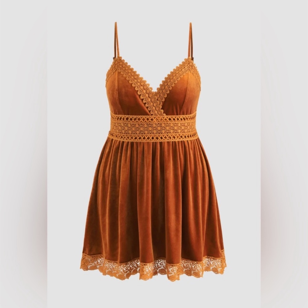 Cider Rust Velvet and Lace Whimsigoth Dress